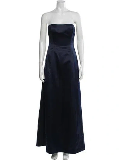 Pre-owned Nicole Miller Strapless Long Dress In Blue