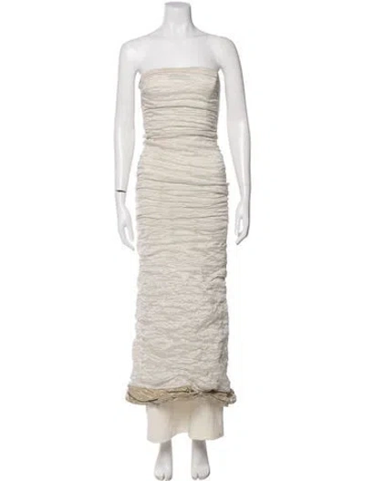 Pre-owned Nicole Miller Strapless Long Dress In Neutrals
