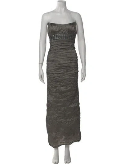 Pre-owned Nicole Miller Strapless Long Dress In Silver