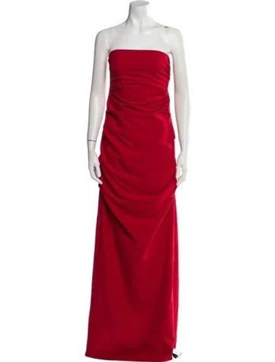 Pre-owned Nicole Miller Strapless Long Dress W/ Tags In Red