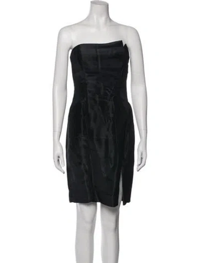 Pre-owned Nicole Miller Strapless Mini Dress In Black