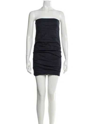 Pre-owned Nicole Miller Strapless Mini Dress In Blue