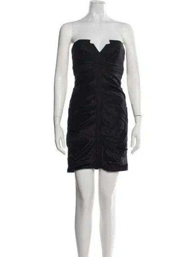 Pre-owned Nicole Miller Strapless Mini Dress In Blue