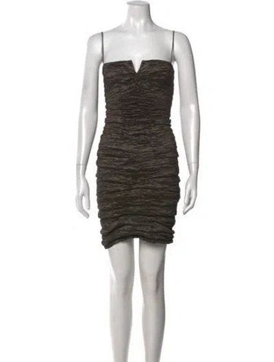 Pre-owned Nicole Miller Strapless Mini Dress In Brown