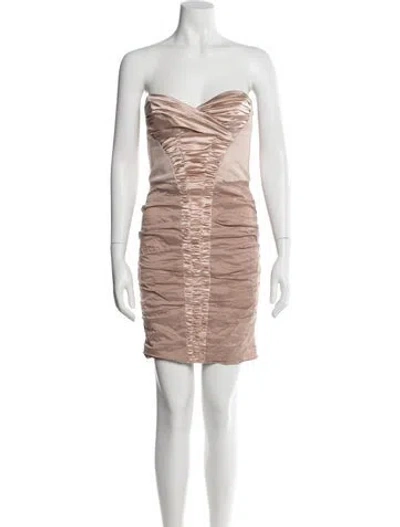 Pre-owned Nicole Miller Strapless Mini Dress In Neutral