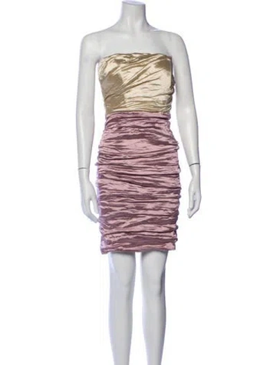 Pre-owned Nicole Miller Strapless Mini Dress In Purple