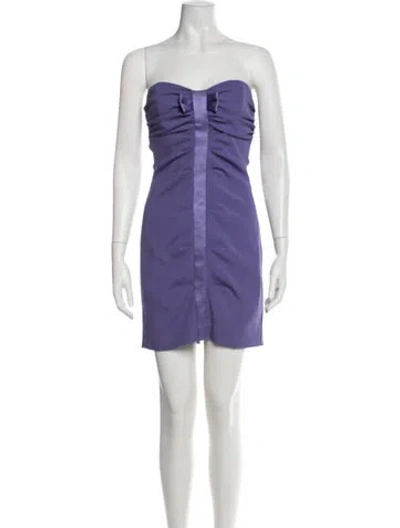 Pre-owned Nicole Miller Strapless Mini Dress In Purple