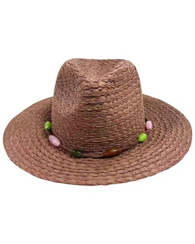 Nicole Miller Straw Panama Hat In Brown