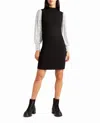Nicole Miller Stretch Crepe Camille Dress In Very Black And Silver Sequins In Multi