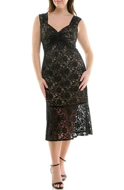 Nicole Miller Stretch Lace Bodycon Dress In Black