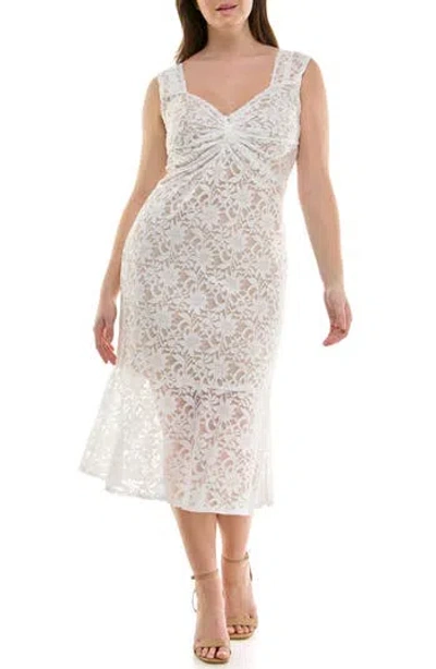 Nicole Miller Stretch Lace Bodycon Dress In White