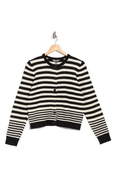 Nicole Miller Stripe Cardigan In Black