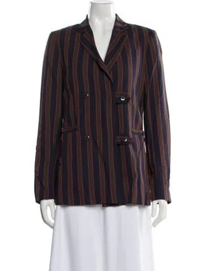 Pre-owned Nicole Miller Striped Blazer In Blue