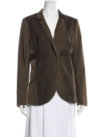 Pre-owned Nicole Miller Striped Blazer In Brown