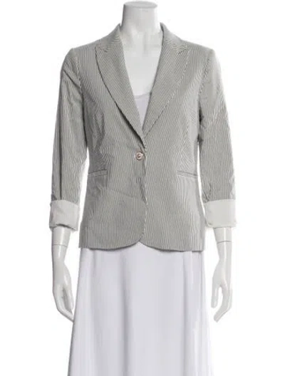 Pre-owned Nicole Miller Striped Blazer In Gray
