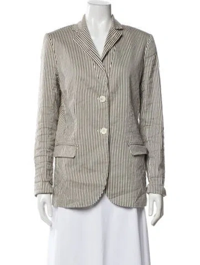 Pre-owned Nicole Miller Striped Blazer In Neutral