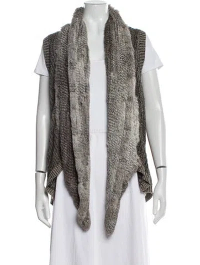 Pre-owned Nicole Miller Striped Fur Coat In Gray