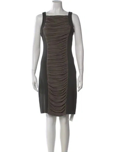 Pre-owned Nicole Miller Striped Knee-length Dress In Black