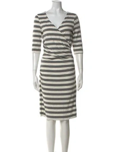 Pre-owned Nicole Miller Striped Knee-length Dress In Black