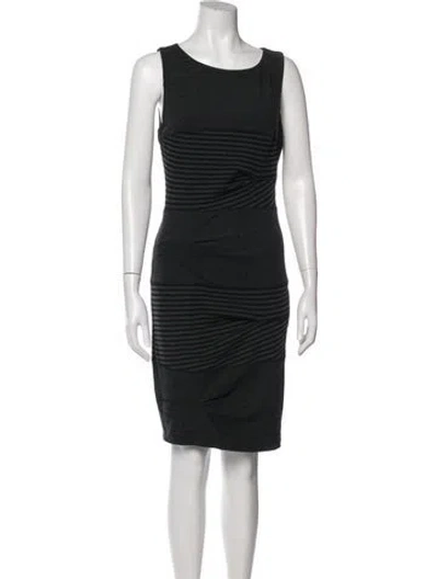 Pre-owned Nicole Miller Striped Knee-length Dress In Black