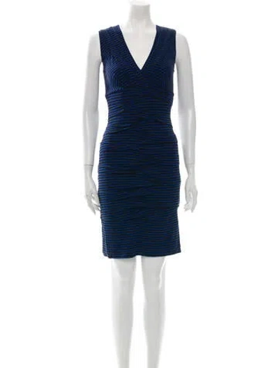 Pre-owned Nicole Miller Striped Knee-length Dress In Blue