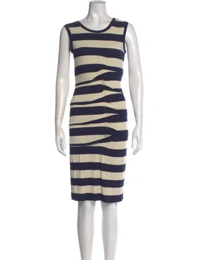 Pre-owned Nicole Miller Striped Knee-length Dress In Blue