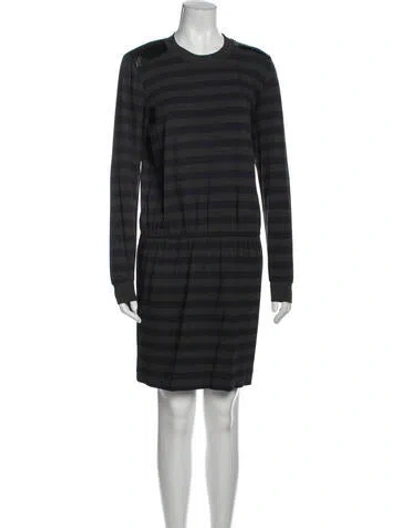 Pre-owned Nicole Miller Striped Knee-length Dress In Gray