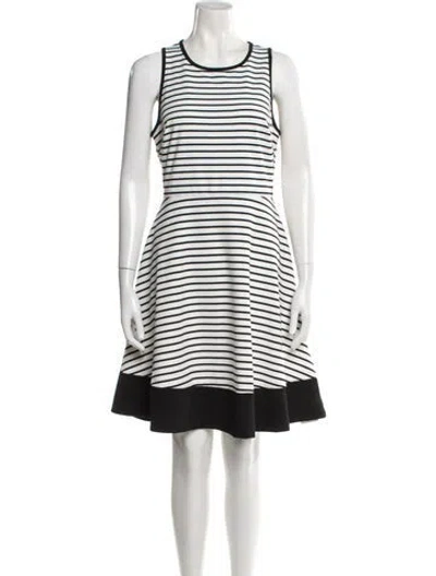 Pre-owned Nicole Miller Striped Knee-length Dress In White