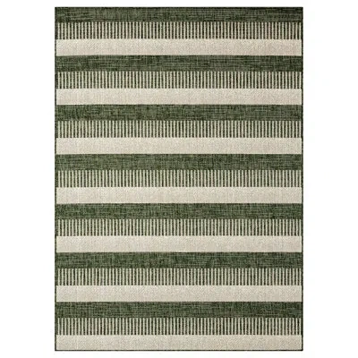 Nicole Miller Striped Light Green/ivory Indoor / Outdoor Area Rug In Light Green,ivory