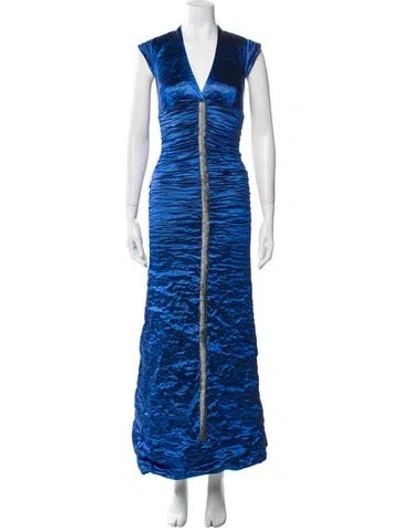 Pre-owned Nicole Miller Striped Long Dress In Blue