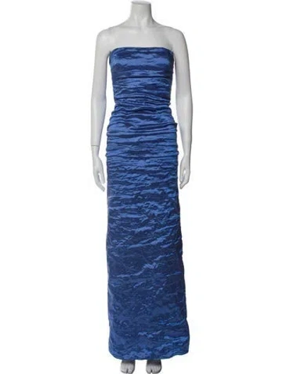Pre-owned Nicole Miller Striped Long Dress In Blue