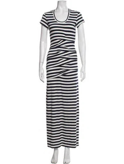 Pre-owned Nicole Miller Striped Long Dress In Blue