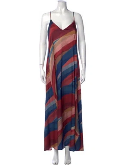 Pre-owned Nicole Miller Striped Long Dress In Blue/red