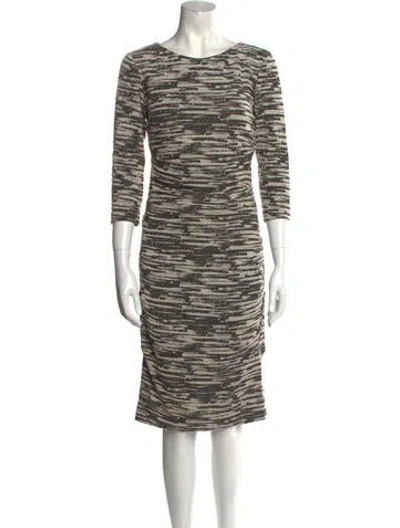 Pre-owned Nicole Miller Striped Midi Length Dress In Neutral