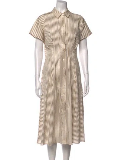 Pre-owned Nicole Miller Striped Midi Length Dress In Neutrals