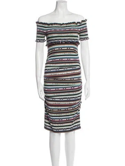 Pre-owned Nicole Miller Striped Mini Dress In Black
