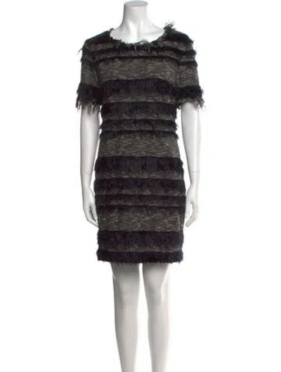 Pre-owned Nicole Miller Striped Mini Dress In Black