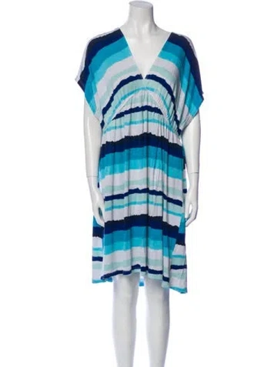 Pre-owned Nicole Miller Striped Mini Dress In Blue