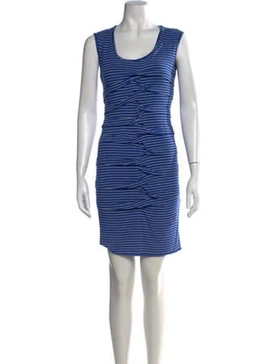 Pre-owned Nicole Miller Striped Mini Dress In Blue