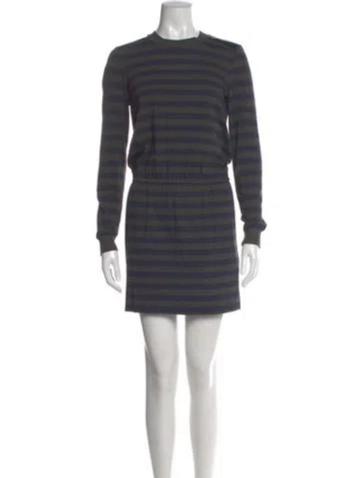 Pre-owned Nicole Miller Striped Mini Dress In Gray