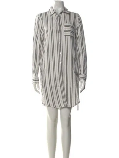 Pre-owned Nicole Miller Striped Mini Dress In Gray