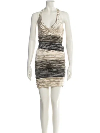 Pre-owned Nicole Miller Striped Mini Dress In Neutral