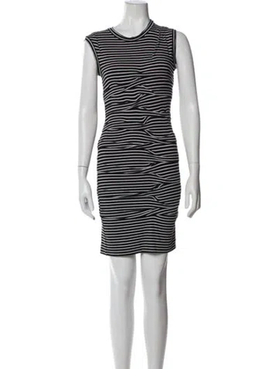 Pre-owned Nicole Miller Striped Mini Dress In White