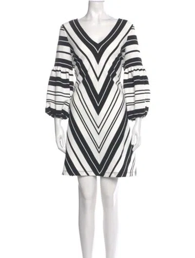Pre-owned Nicole Miller Striped Mini Dress In White
