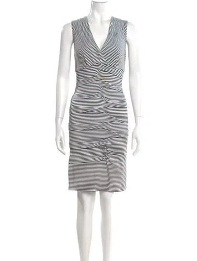 Pre-owned Nicole Miller Striped Mini Dress In White