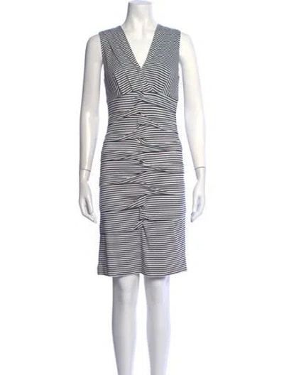 Pre-owned Nicole Miller Striped Mini Dress In White