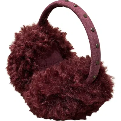 Nicole Miller Studded Faux Fur Earmuffs In Burgundy
