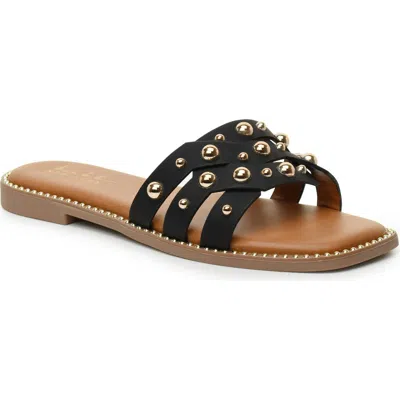 Nicole Miller Studded Slide Sandal In Black