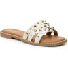 Nicole Miller Studded Slide Sandal In White