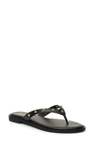 Nicole Miller Studded Thong Sandal In Black